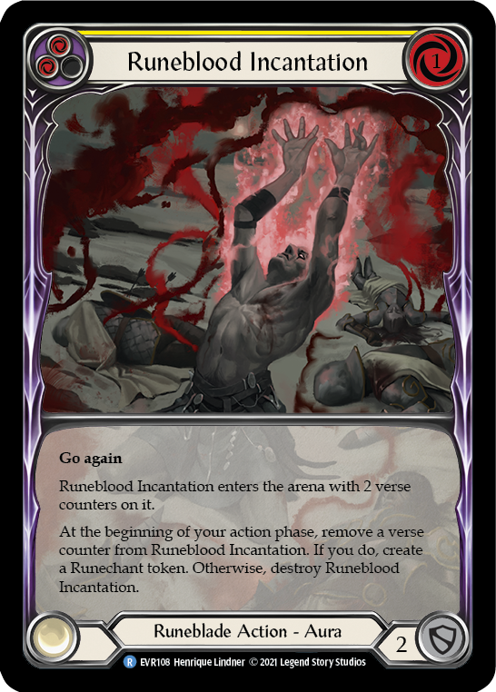 Runeblood Incantation (Yellow) [EVR108] (Everfest)  1st Edition Extended Art Rainbow Foil Supply