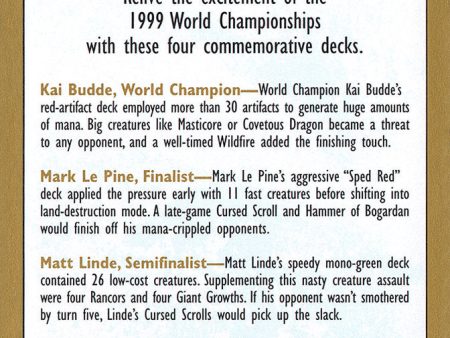 1999 World Championships Ad [World Championship Decks 1999] Online Sale